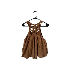 Free People Women's Size S Sleeveless Flutter Blouse Boho Hippie Indie Summer